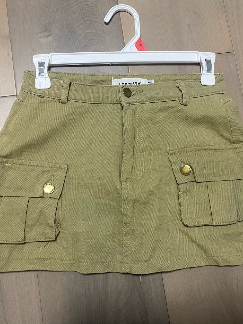 Olive Green Cargo-Style Pencil Skirt